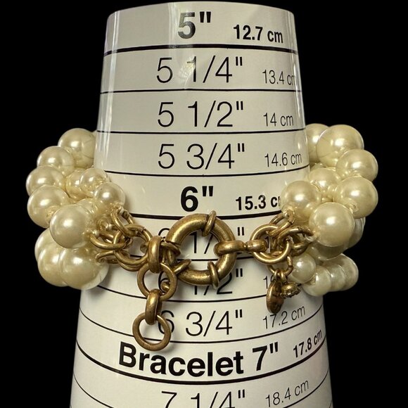 J Crew Twisted Hammock 4 Strand Faux Pearl Bracelet Gold-Tone Clasp - Picture 10 of 10